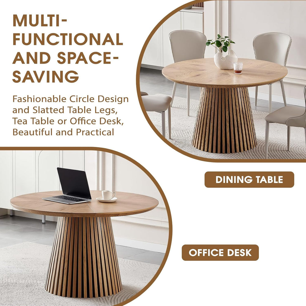 47.24'' Round Dining Table Wooden Circle Kitchen Dinner Table for Din...