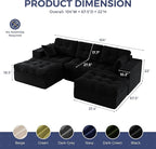 MAXYOYO 104" U Shaped Modular Sectional Sofa with 2 Ottomans, Cloud Boneless Couch with Layered Cushion, Flexible Module Combination Sofa for Living Room, No Assembly Required, Black