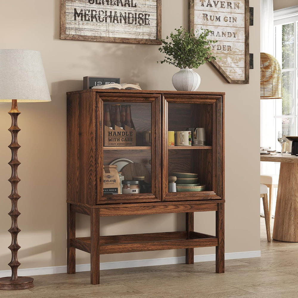 Sideboard Buffet Cabinet with Storage, Small Kitchen Coffee Wine Bar Cabinet ...