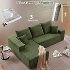 107" Cloud Sectional Couch with L-Shape Chaise, Modern Modular Comfy Sofa with Deep Seat, Upholstered Corduroy Couches Sleeper Chaise Longue for Living Room Bedroom, No Assembly Required, Green