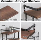 RICHER HOUSE Dual-Level Guardrail Bathroom Shelves, Wood Floating Shelf Wall Mounted, Over Toilet Paper Storage Shelf for Bathroom Wall Decor, Bathroom Organizers and Kitchen Storage - Rustic Brown