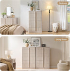 Fluted Dresser for Bedroom, Chest of Drawers, 48" Tall 6 Drawer Dresser, Curved Profile Design, Modern Wooden Chest of Drawers with Solid Wood Handle for Living Room, Bedroom, Hallway