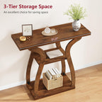 Tajsoon 3-Tier Farmhouse Console Table for Entryway 31.5", Rustic Brown