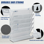 EASEPRES Desk File Organizer Mesh 6-Tier, Hanging Wall Mount Document Organization Stand, Desktop Vertical Mail Paper Folder Holder Rack with Bottom Tray for Office Home Cubicle Countertop, White