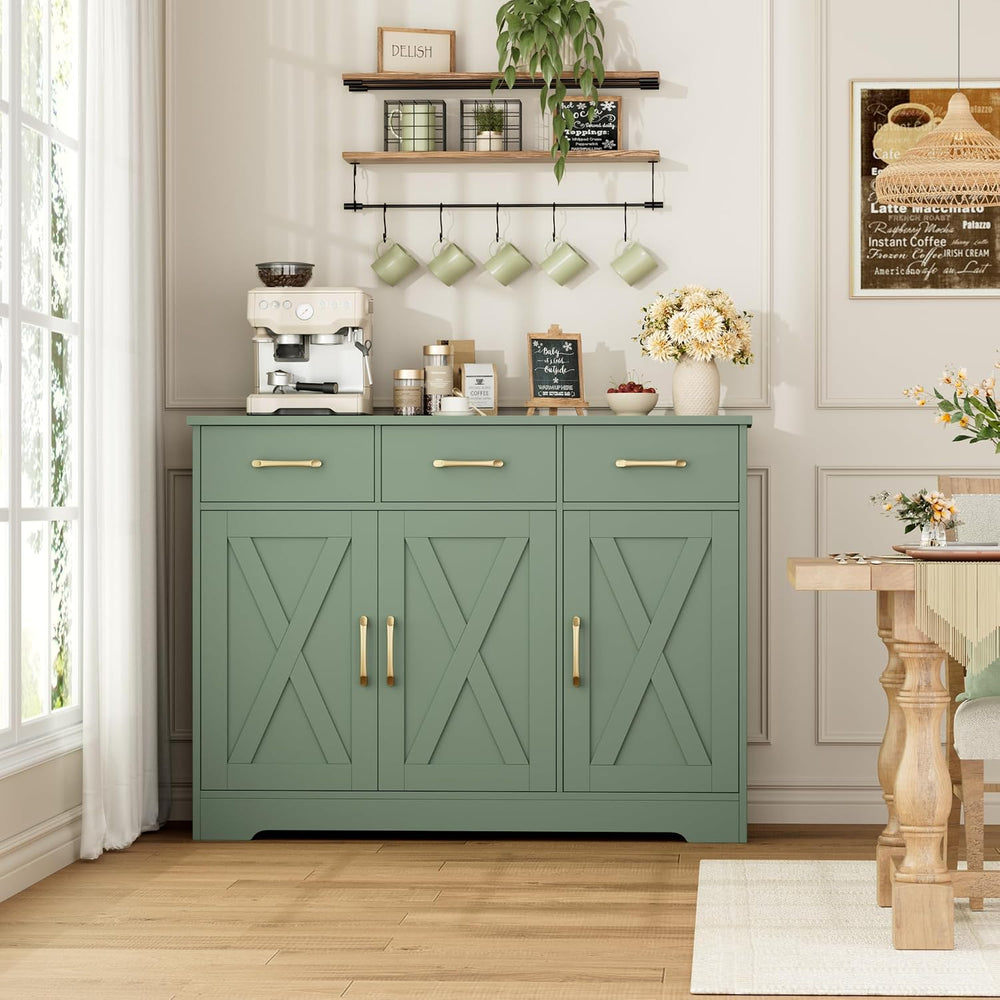 HOSTACK Modern Farmhouse Buffet Sideboard Cabinet, Barn Doors Storage Cabinet...