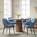 Wooden Dining Chairs Set of 4, Modern Fabric Upholstered Dining Room Chair, Kitchen Side Chairs, Farmhouse Dinner Chair with Open Back for Kitchen, Blue