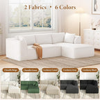 Vesgantti 106" Modular Sectional Sofa with Chaise, Deep Seat Comfy Cloud Couch Corduroy L Shaped Sofa Sectional Couches for Living Room Bedroom, No Assembly Required (Beige, Right-Facing Chaise)