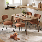 VASAGLE Boucle Dining Chairs Set of 4, Upholstered Kitchen Dining Room Chairs with Curved Backrest and Steel Frame, Modern Mid Century, Round, for Vanity, Living Room, Coffee Brown UKDC110K01-2J