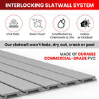 DLDIRECT 3 Colors - Slatwall Panel Garage Organizer: Heavy Duty Wall Mounted PVC Rack, Interlocking Slat Paneling for Garage Storage, Slotwall Board, Shelves System