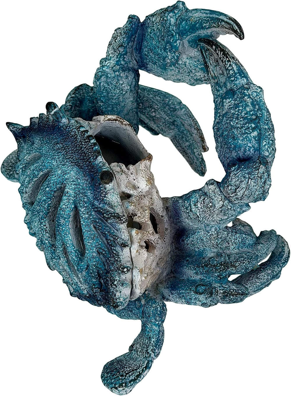 Crab Wine Bottle Holder, 8 Inch Turquoise Resin with Coral-Look Center | Rais...