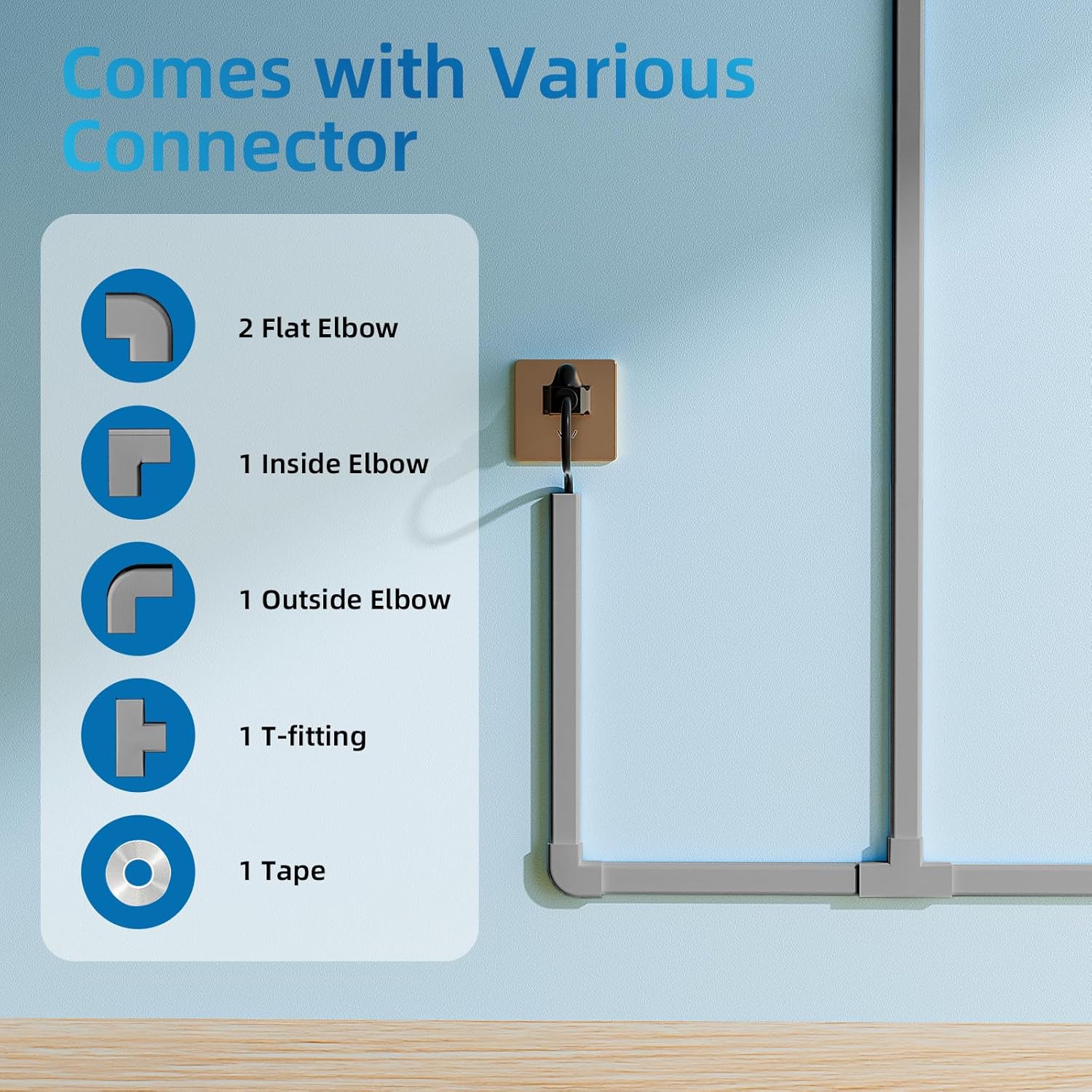 Yecaye 142in Wall Cord Hider for 2-3 Cords, On-Wall Cord Cover Channel, Cable Concealer, Cable Cover Cords Management for Home Office, W0.94in H0.47in, Grey