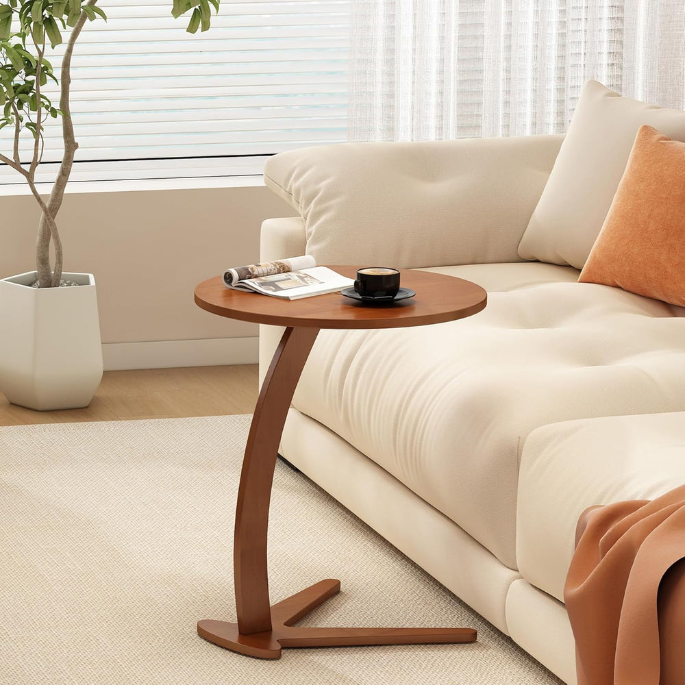 17 '' Couch Tables that Slide Under, C Shaped End Table, (Large)