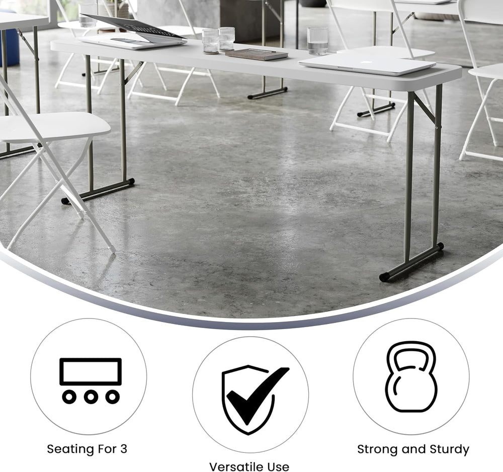 Flash Furniture 6 ft Plastic Folding Training Table, Granite White | Durable ...