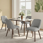 Upholstered Dining Chairs Set of 4, Modern Fabric Kitchen Chairs with Back, Wood Legs for Kitchen Dining Room Restaurant, Grey