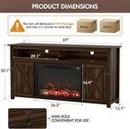 YESHOMY Fireplace TV Stand for Television up to 65+ Inch with Storage and Farmhouse Barn Doors, Entertainment Center with Cabinet and Shelves, Media Console for Living Room, Walnut