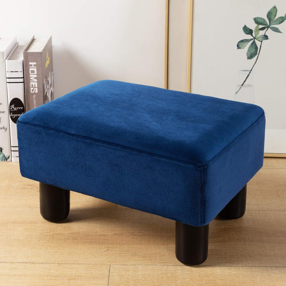 LUE BONA Small Foot Stool, Velvet Fabric Footrest Ottoman Stool with Non-Skid...