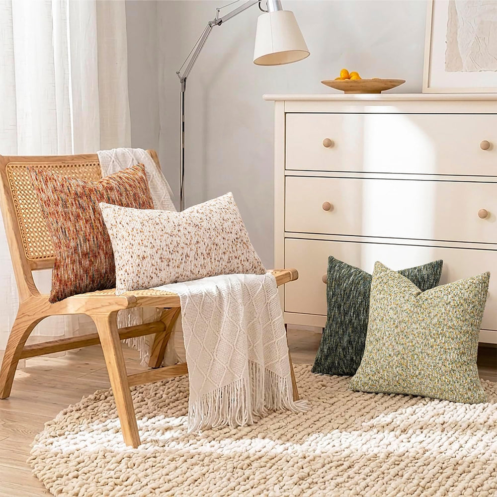 GEGELICA Slubby Chenille Decorative Throw Pillow Covers 24x24 Inch Set of 2