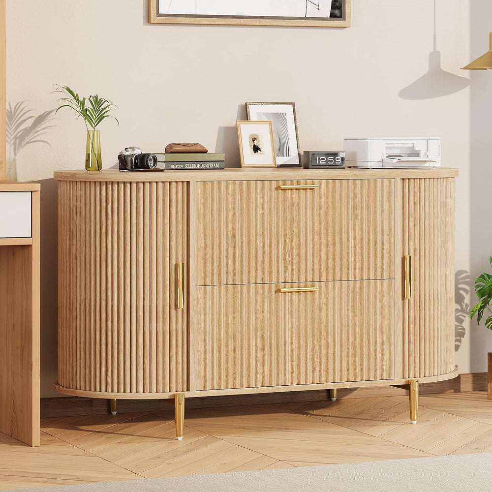 SEDETA Fluted 2 Drawer File Cabinet with 2 Sliding Door for Home Office | 39....