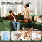 102.6" L Shaped Modular Sectional Sofa with Washable Chenille Cover, 4 Seater Deep Seat Couch with Storage Ottoman & Reversible Chaise for Living Room, Pet-Friendly, Green