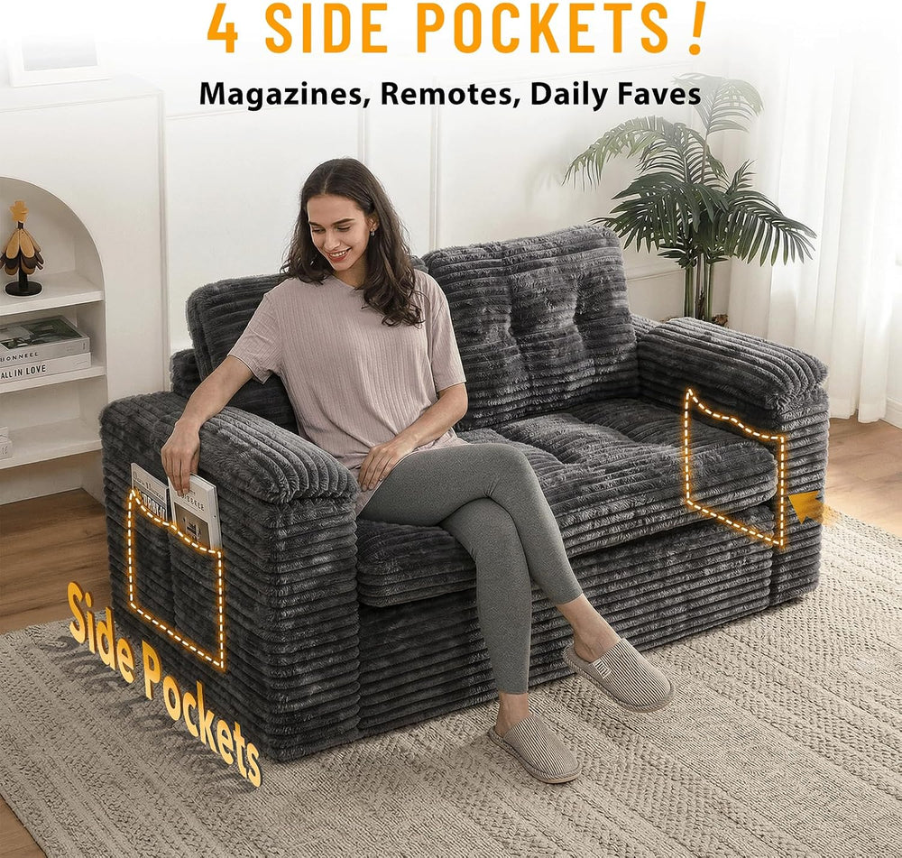 Loveseat Sofa for Living Room, Small Cloud Couch with Double-Density Foam Sup...