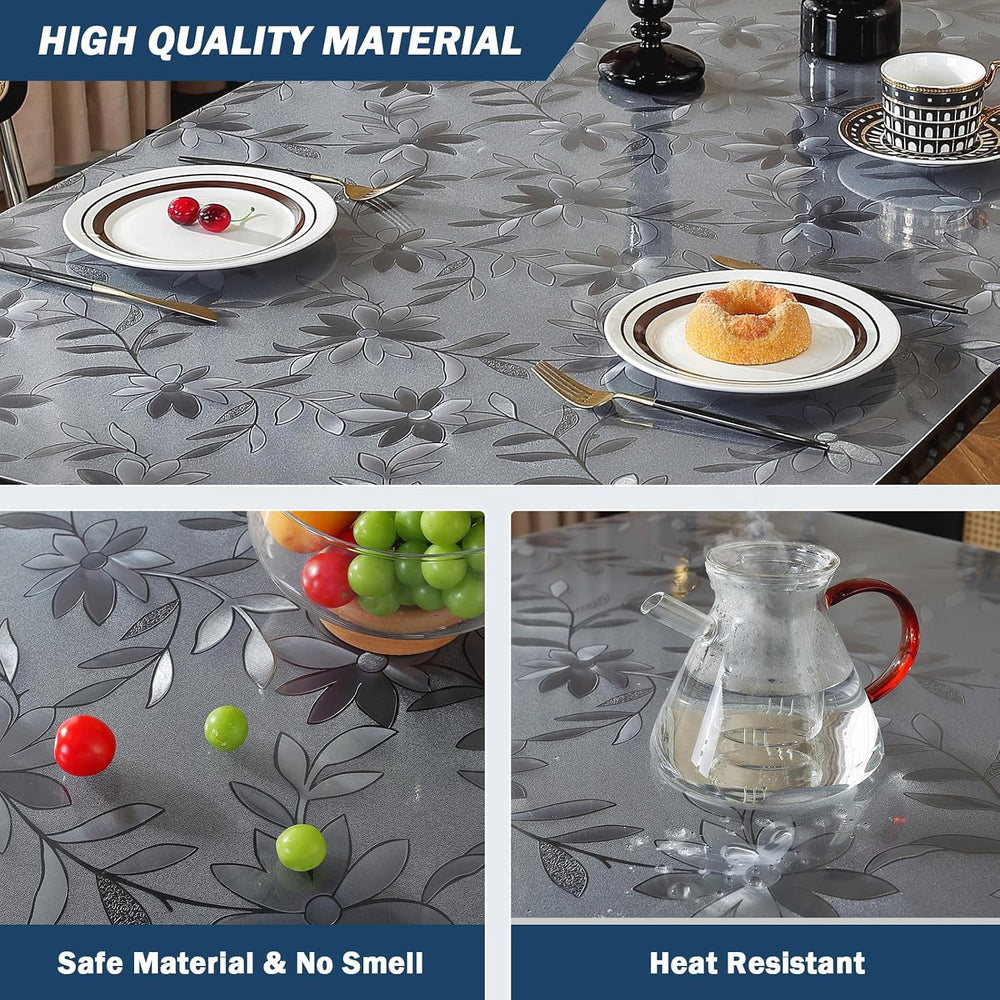 Floral Table Protector 40" x 78", 1.5mm Thick Vinyl Desk Mat