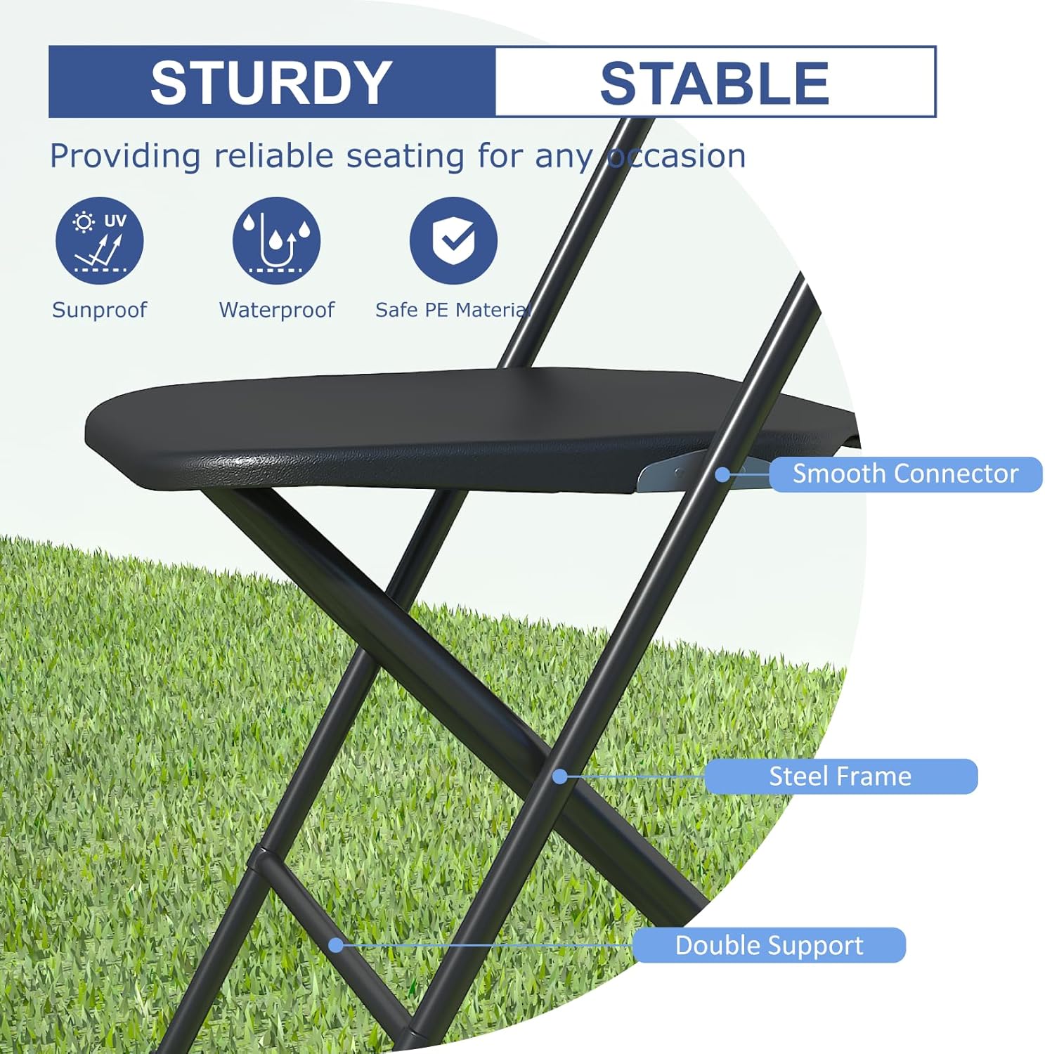 60 Pack Black Folding Chairs, Plastic Folding Chairs Outdoor Indoor, 350lb Capacity,Portable Event Chair, Lightweight Folding Chair,for Events Office Wedding Party Rental Picnic Patio