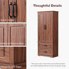71" Farmhouse Kitchen Pantry Cabinet with 2 Large Drawers,Embossed Texture Freestanding Cupboard with 8 Door Shelves and 3 Cabinet Shelves for Kitchen,Dining Room,Living Room,Laundry,Brown