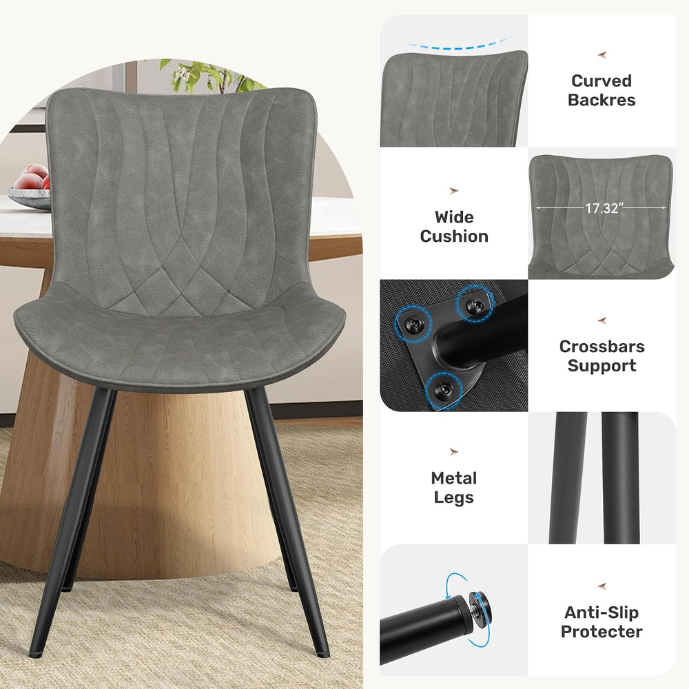 Dining Chair Set of 4 PU Leather Dining Room Chairs Upholstered Comfy Dining ...