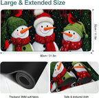 Three Snowmen Gaming Mouse Pad 31.5"x11.8"Desk Mat Anti-Slip Rubber Base & Durable Stitched Edges for Gamers Smooth Mouse Writing Surface for Desk Office/Home