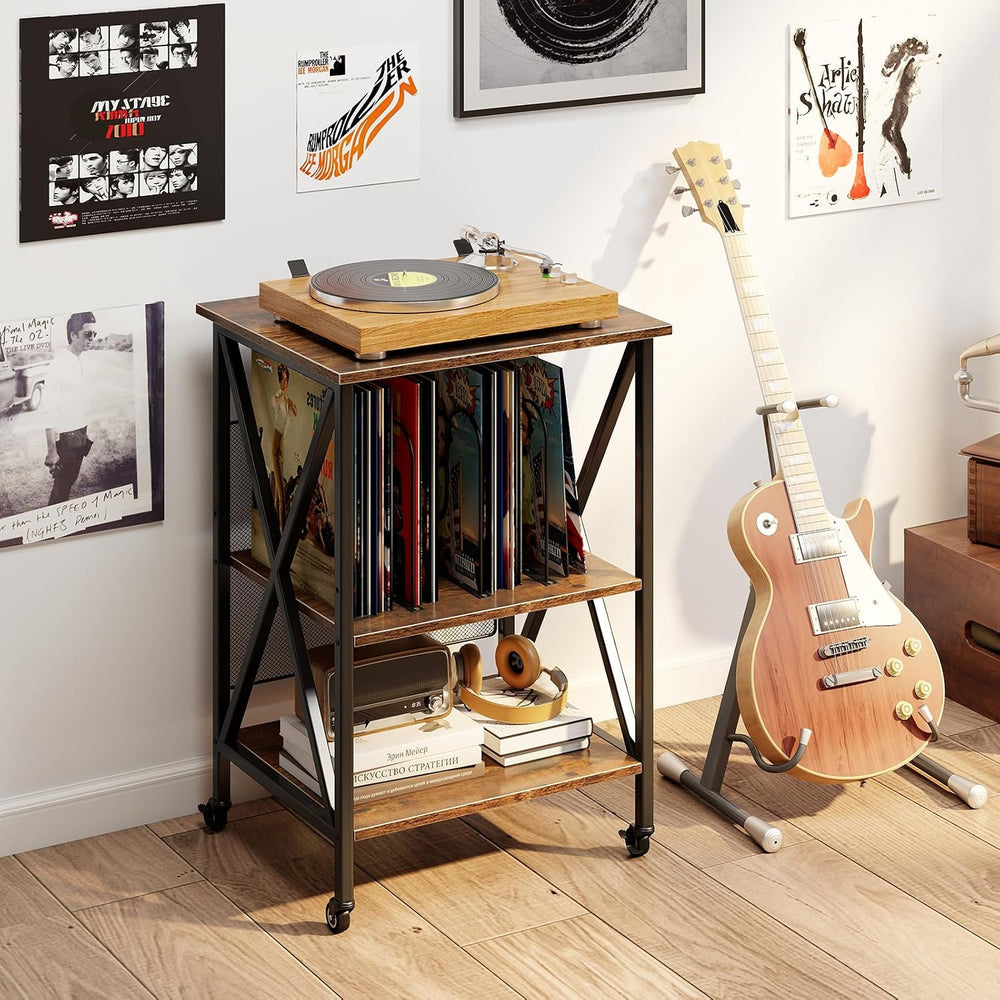 Giantex Record Player Stand with Charging Station, Turntable Stand with Recor...
