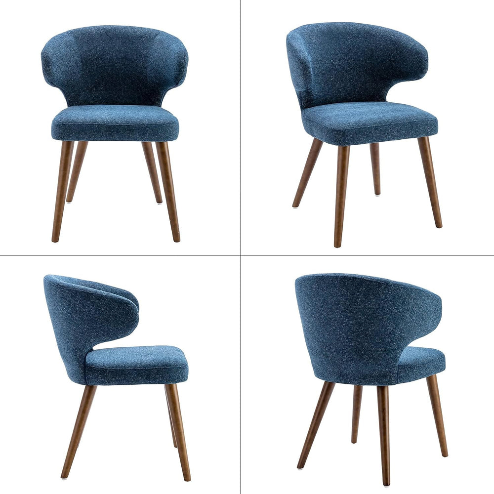 HNY Mid Century Modern Dining Chairs Set of 4, Upholstered Curved Wingback Ac...
