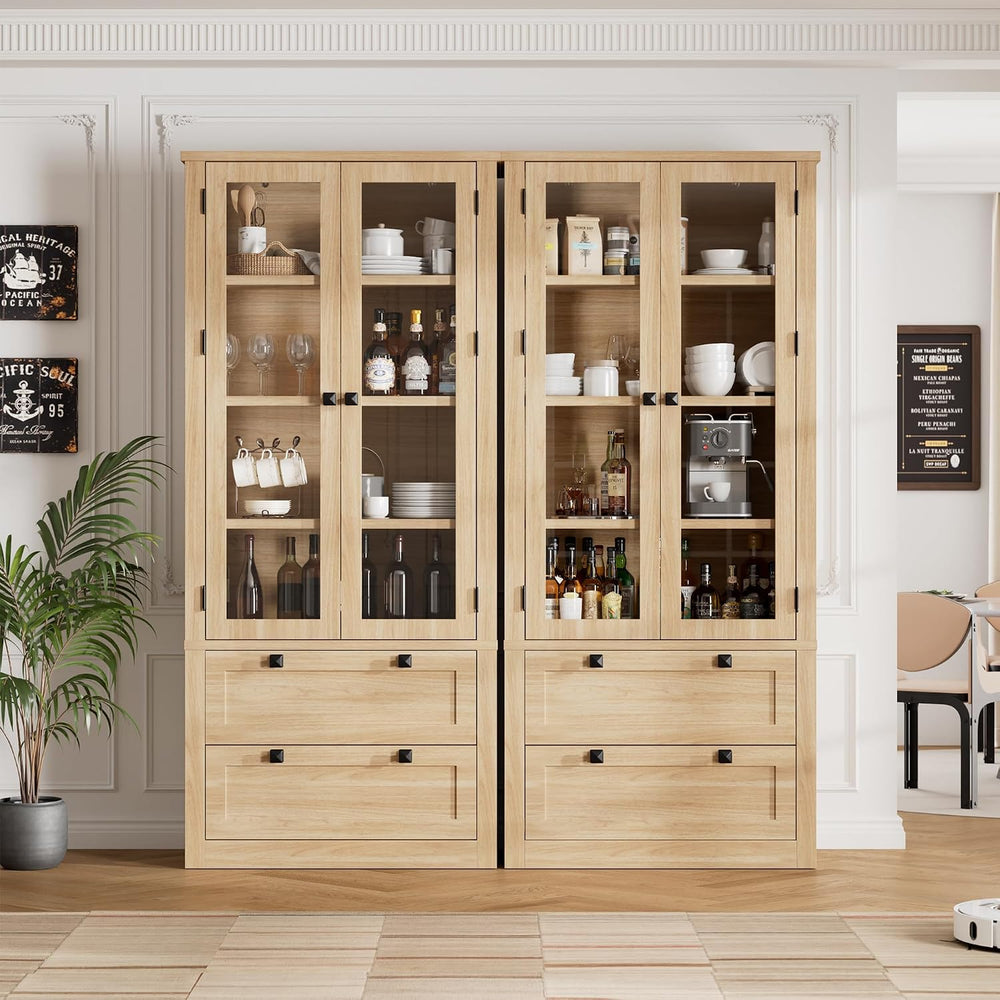 71" Tall Kitchen Pantry Cabinet - Modern Display Storage Cabinet with 2 ...