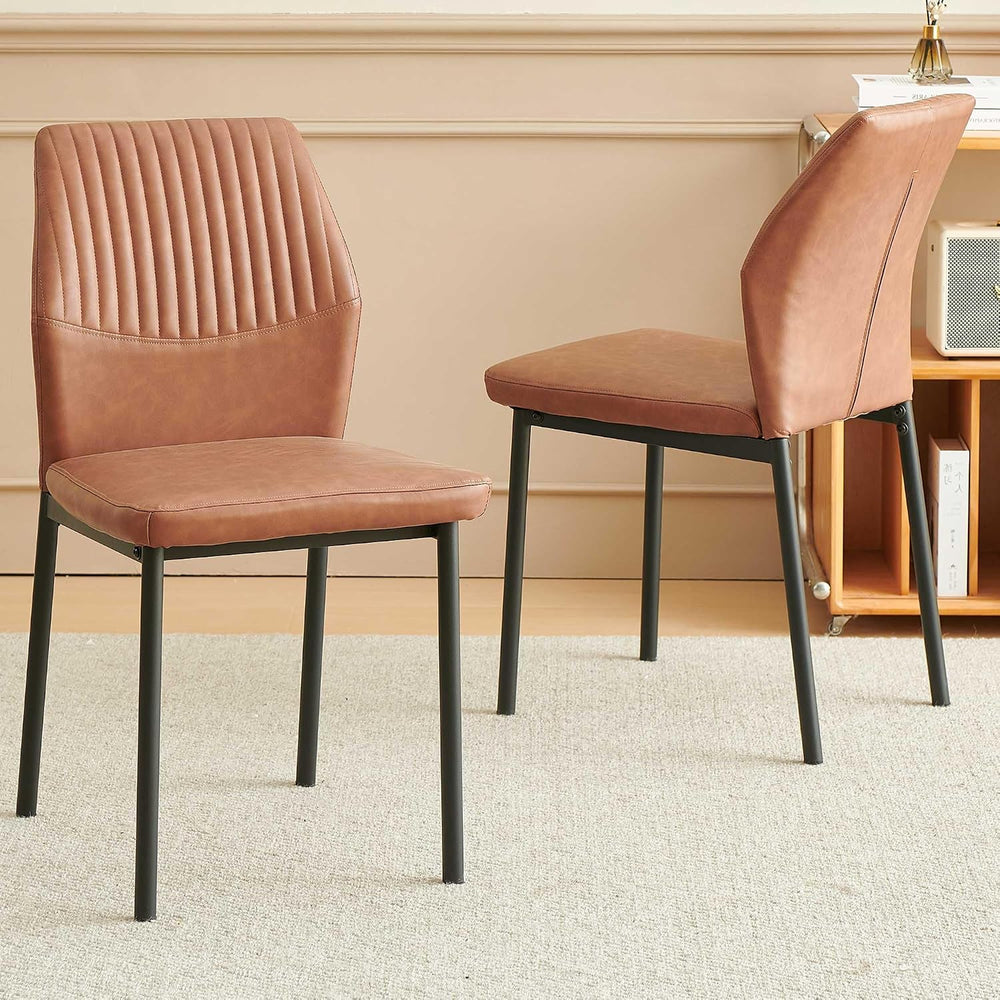 35" Round Dining Table Set for 2 with PU Leather Chairs, Space Saving Ki...