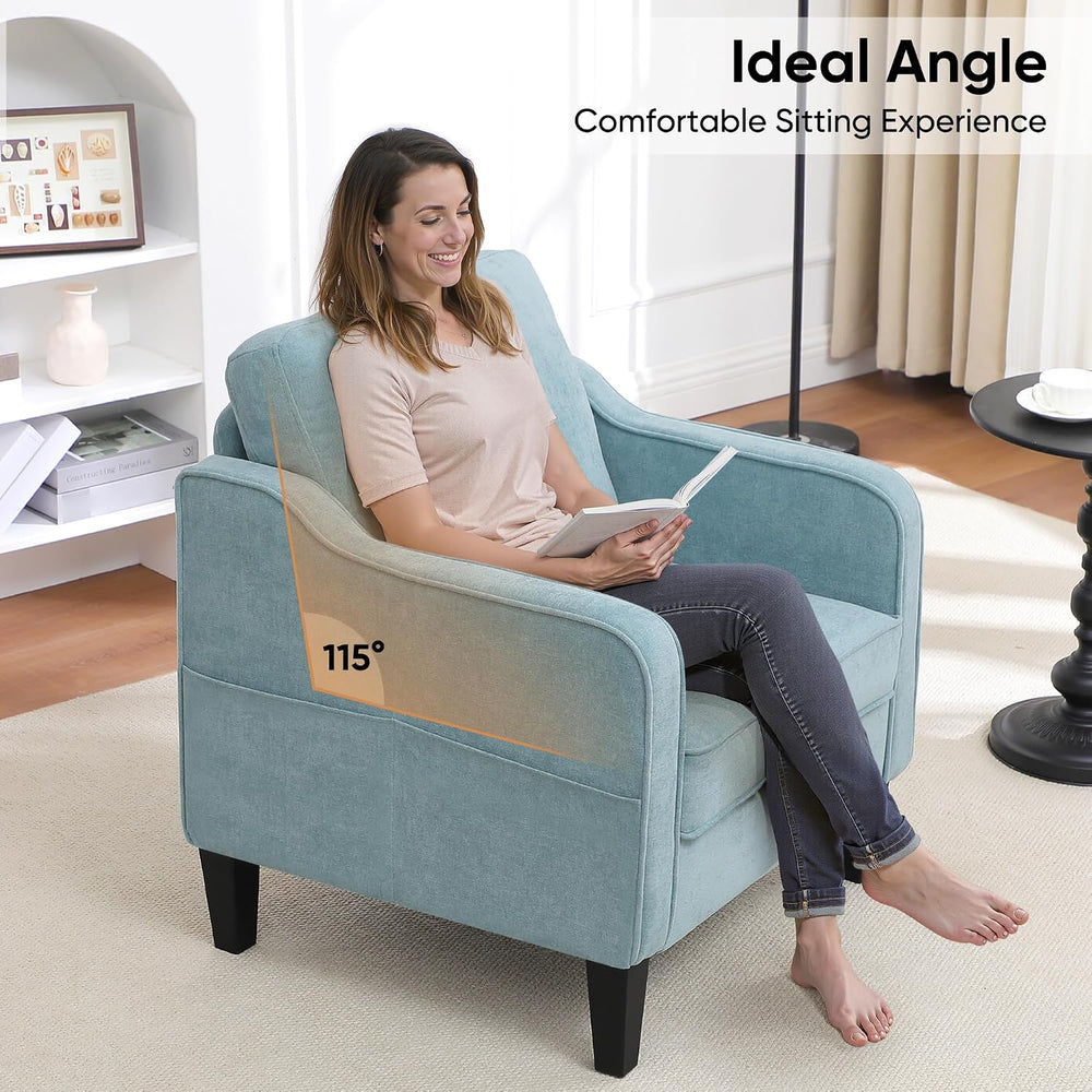 Accent Chair for Living Room, Mid Century Modern Reading Chair for Bedroom, U...