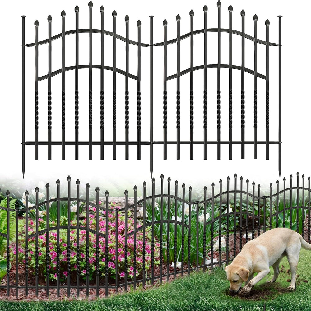 6 Panels Decorative Garden Fence, 40 in(H) X 14.5 ft(L) Dog Fence Outdoor for...