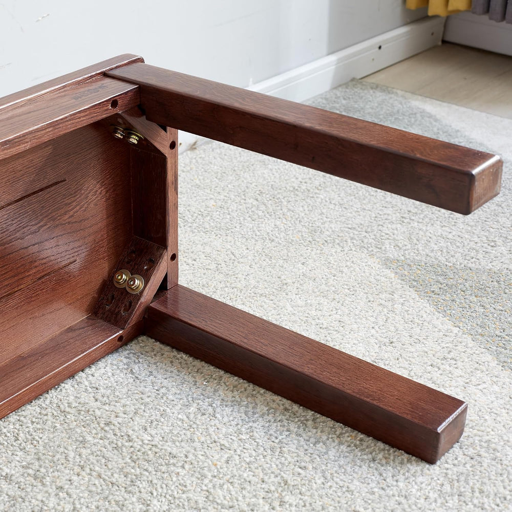 47.24" Solid Oak Narrow Walnut Dining Bench | Mid-Century Modern, Oak Sk...