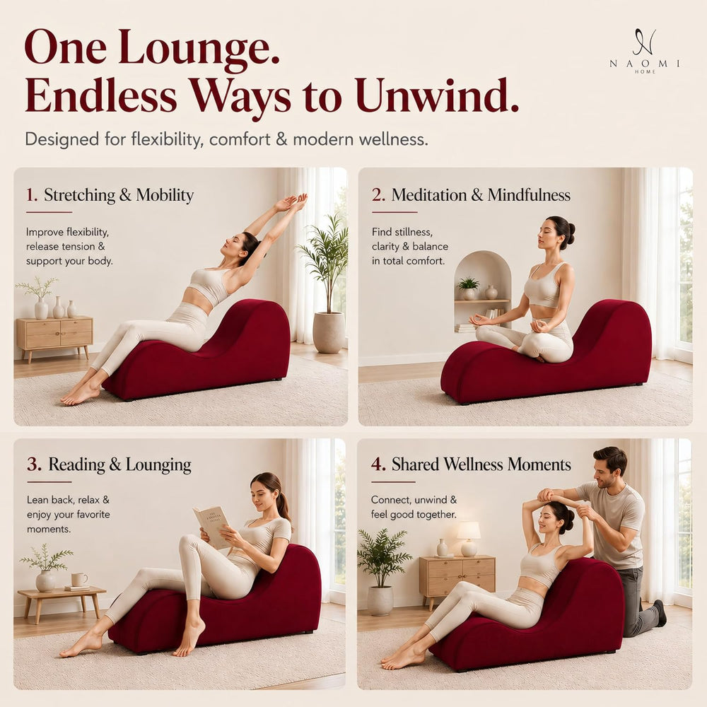 Naomi Home Leticia Ergonomic Yoga Chaise Lounge Chair, Red