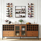 24 Bottles Wall Mount Wine Rack, DIY Detachable Wall Wine Rack, Metal Wine Storage Organizer Display Holder for Home Bar, Kitchen, Restaurant, Wine Cellar