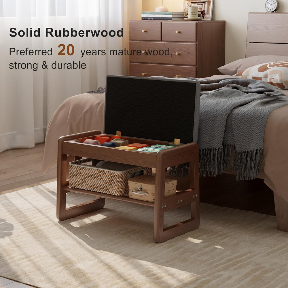 AQIMUELE Shoe Rack Bench,2 Tiers Shoe Bench with Storage with Flip-Top,Wood S...