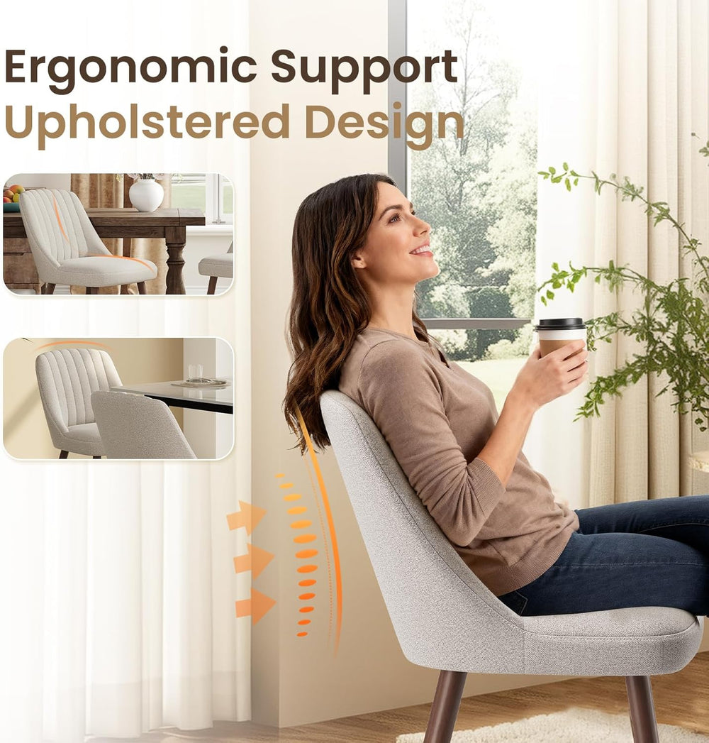 MALOL Upholstered Dining Chairs Set of 2, Modern Fabric Kitchen Chairs with B...