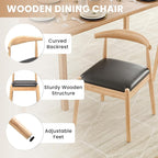 Farini Mid Century Modern Dining Chairs Set of 2, Solid Wood Frame Kitchen Chairs with PU Leather Upholstered Seat for Dining Room & Breakfast Nook,Natural-Black