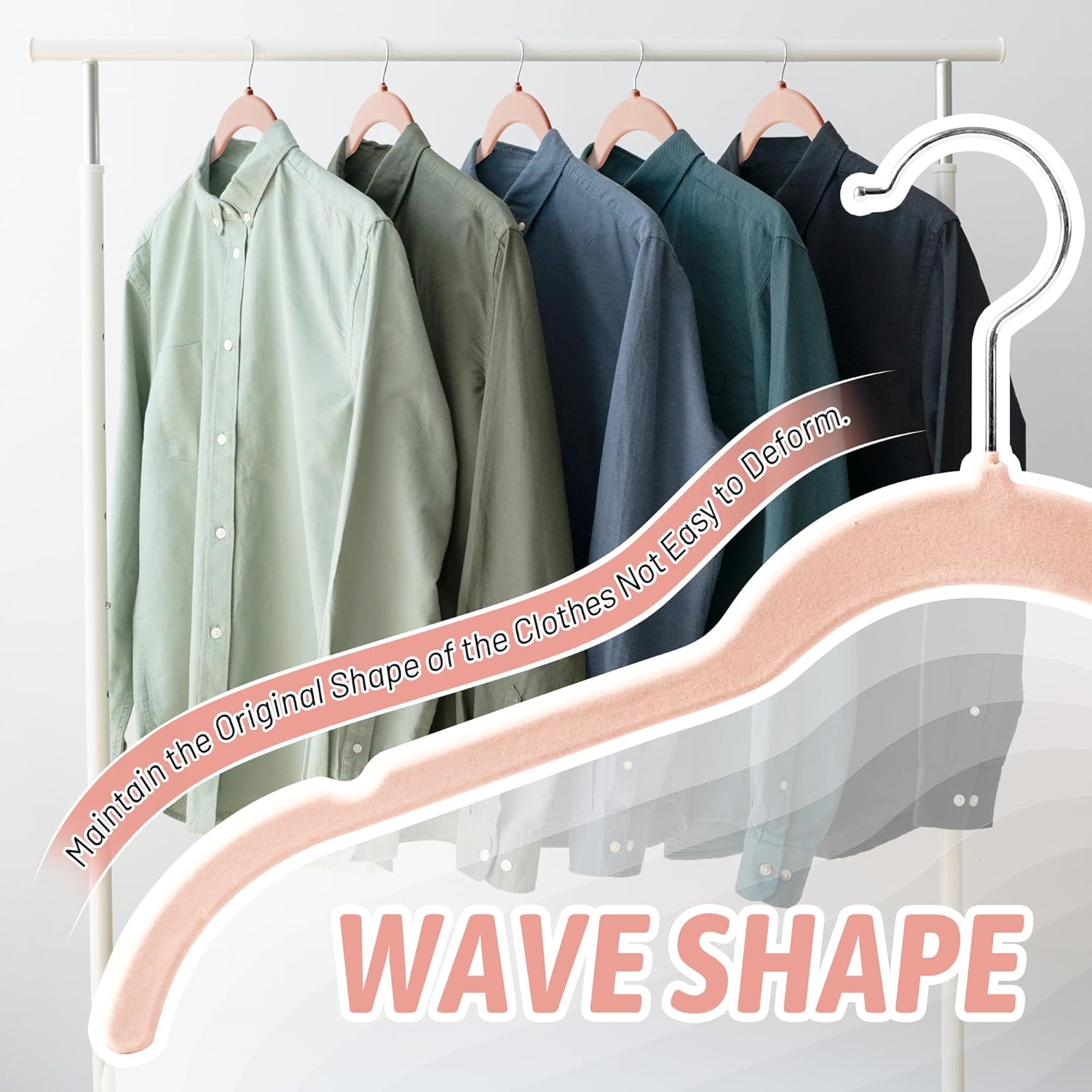 Premium Velvet Shirt Hangers 30 Pack, Non-Slip 360° Swivel Hook Space-Saving Felt Hanger, Slim Flocked Hangers for Blouses, Strappy Dresses, Tank Tops(Pink)