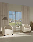 GarveeHome Accent Chair Boucle Barrel Chairs Living Room Chairs Round Armchairs for Bedroom Waiting Room Office Reception Chairs(Beige)
