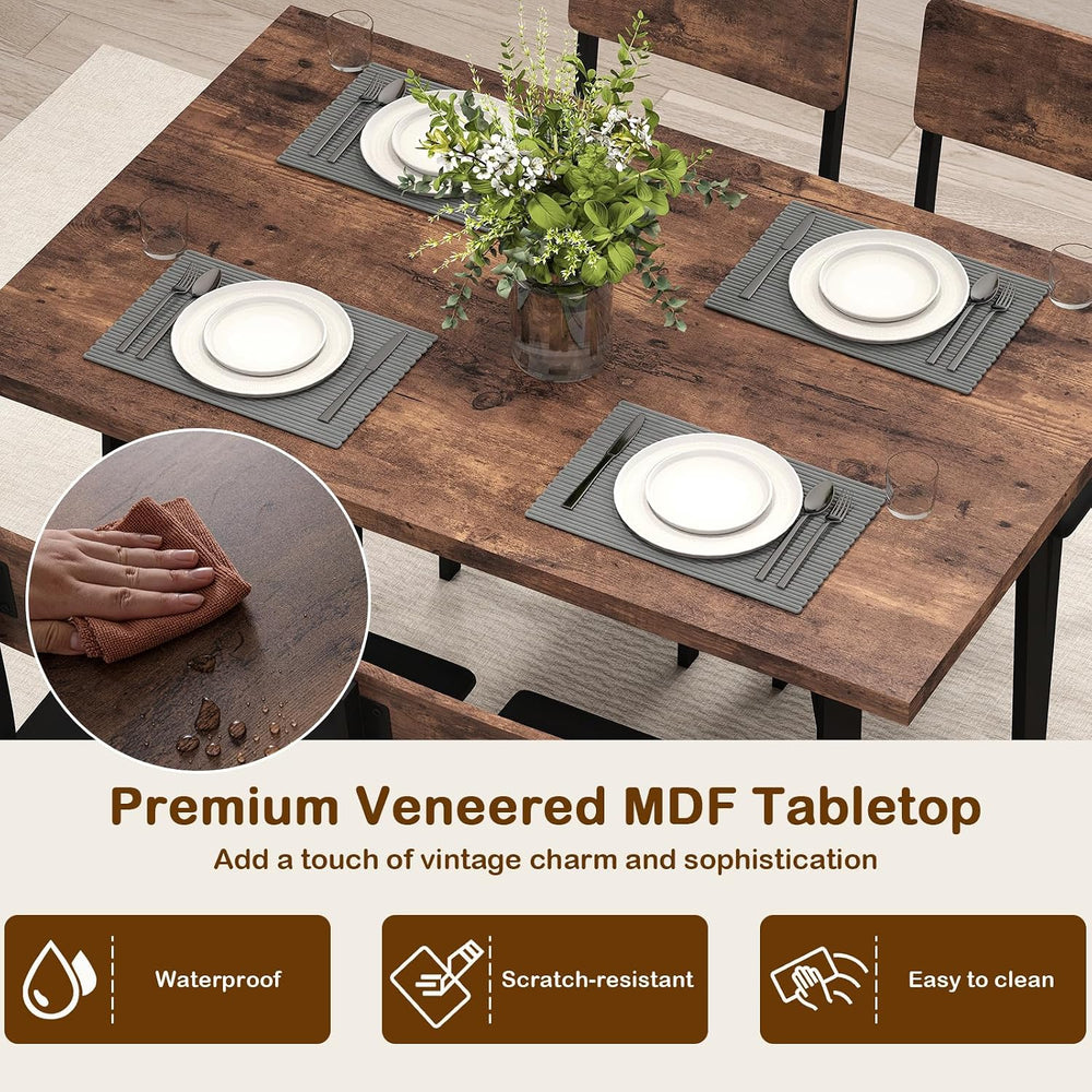 Giantex 5-Piece Dining Table Set for 4, Industrial Kitchen Table and 4 PU Lea...