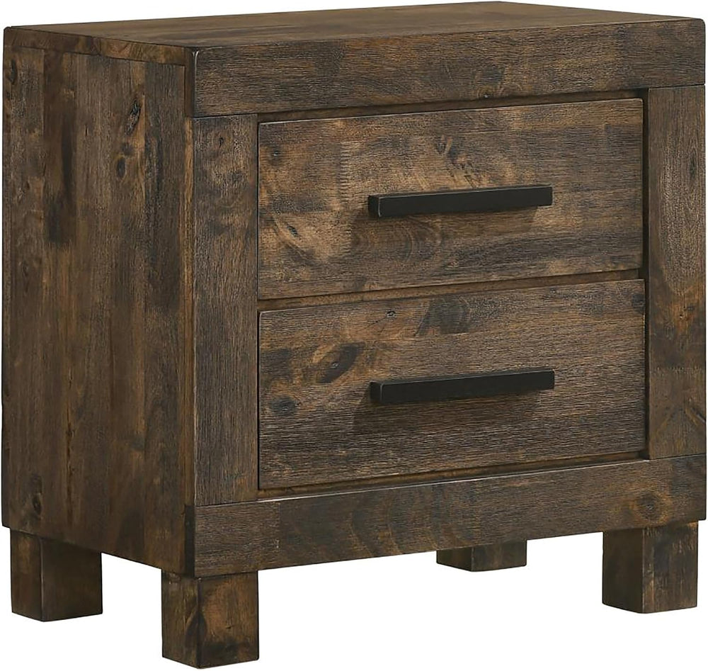 Rustic Gold Brown 2-Drawer Nightstand,for Small Spaces