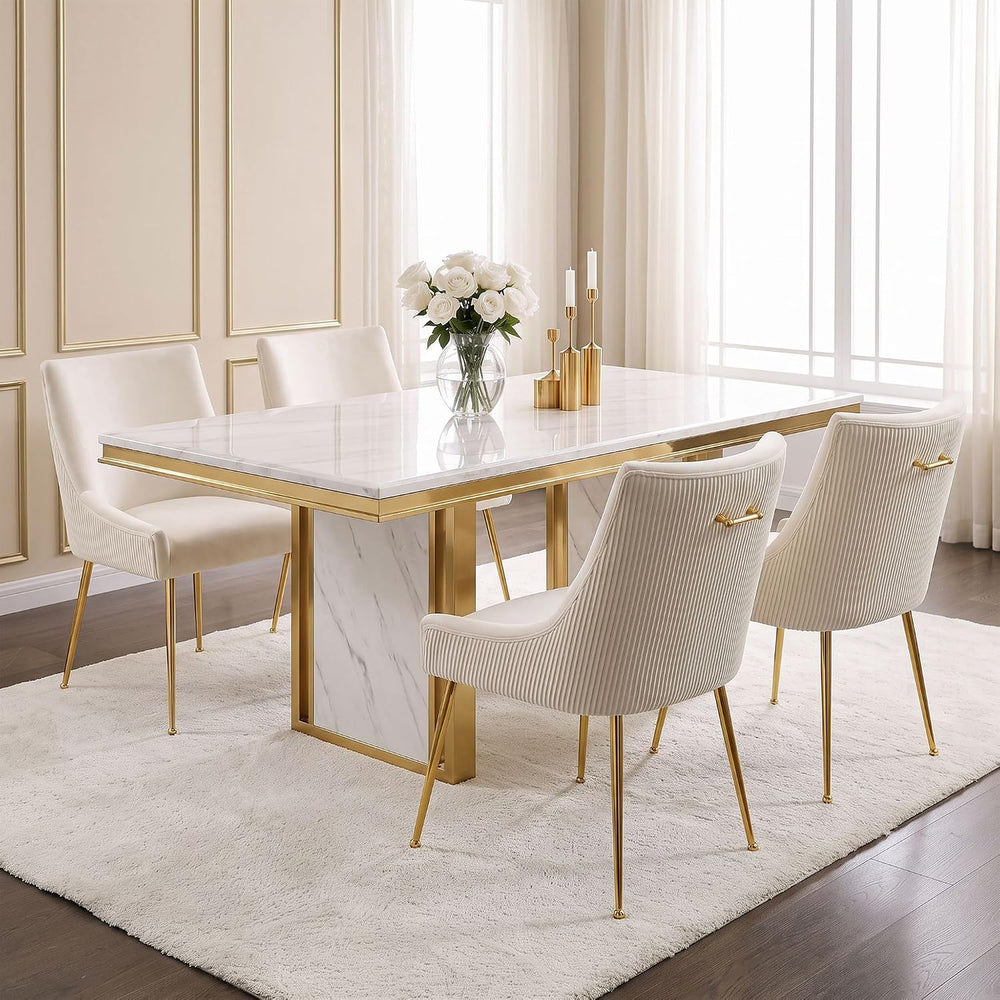 WUTUTUEE Velvet Dining Chairs Set of 4 Gold Legs,Upholstered Velvet Accent Ch...