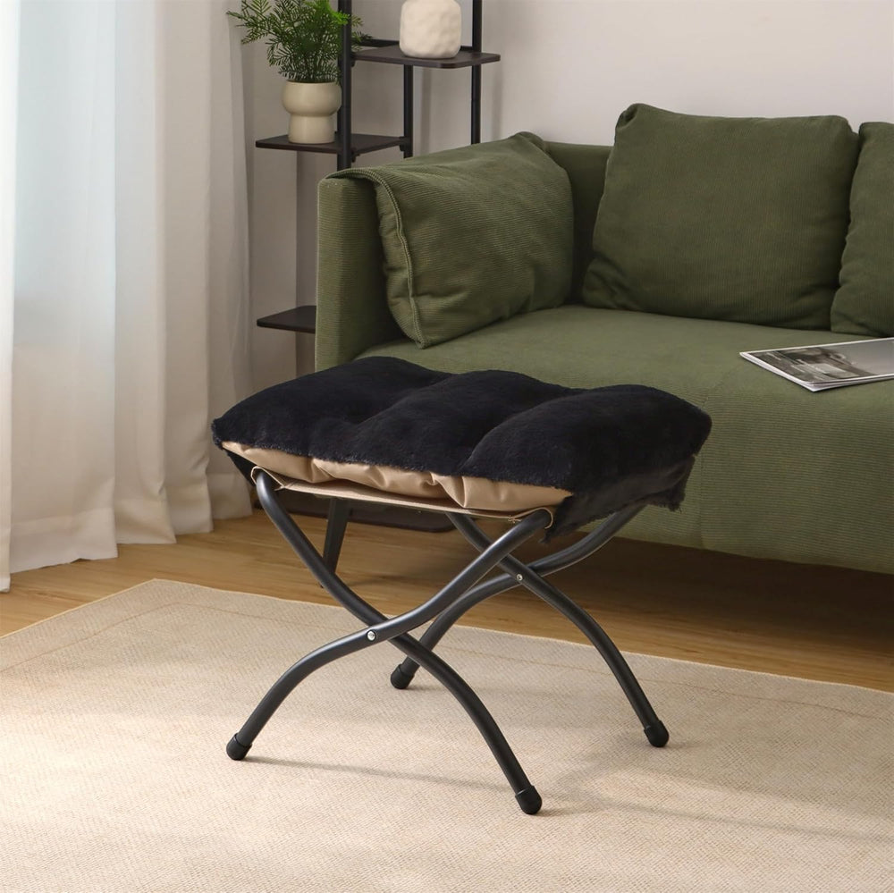 15"(H) Folding Ottoman, Foldable Footrest Stool, Portable Small Foot Sto...