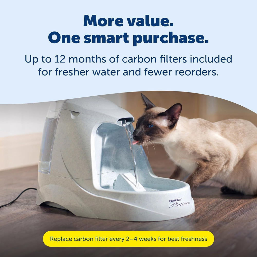PetSafe Drinkwell Platinum Cat & Dog Water Fountain + 12 Carbon Filters
