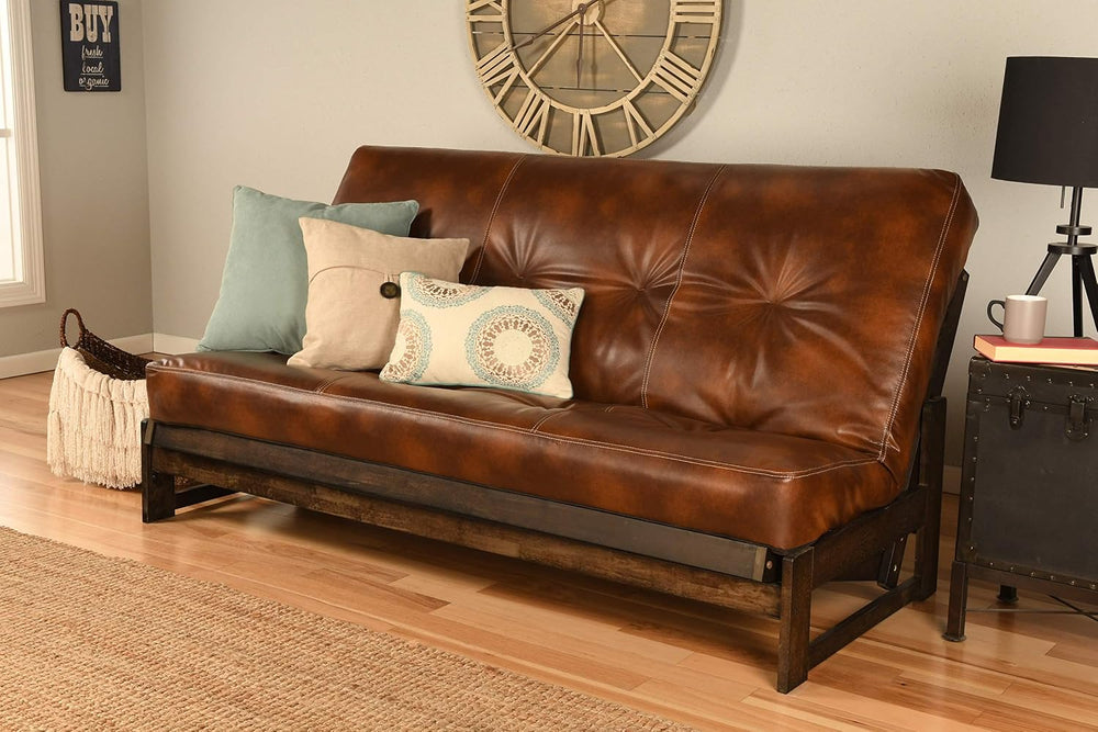 Kodiak Furniture Aspen Futon Set with Reclaim Mocha Finish, Oregon Trail Sadd...