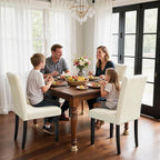 SyMax Dining Chairs Set of 4, Faux Leather Dining Room Chairs, Upholstered Modern High-End Kitchen Parson Side Chairs for Bedroom, Living Room, Cream (No Table)